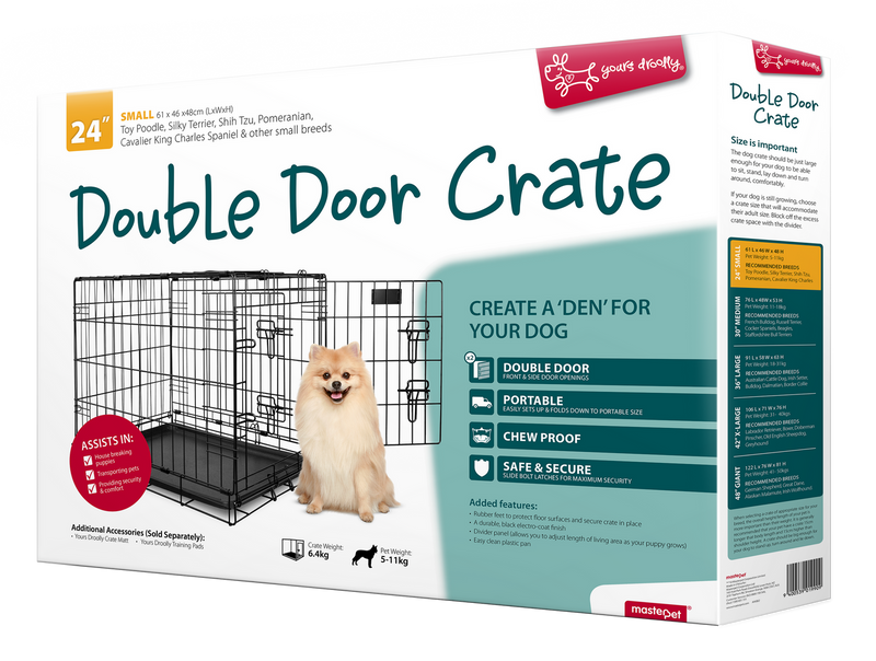 Yours Droolly Double Door Large Dog Crate 24 inch Small, Pet Essentials Warehouse, Pet City