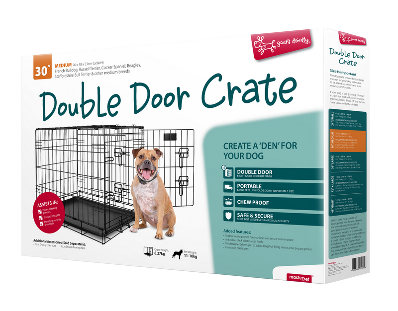 Yours Droolly Double Door Medium Dog Crate 30 inch , Pet Essentials Warehouse, Pet City