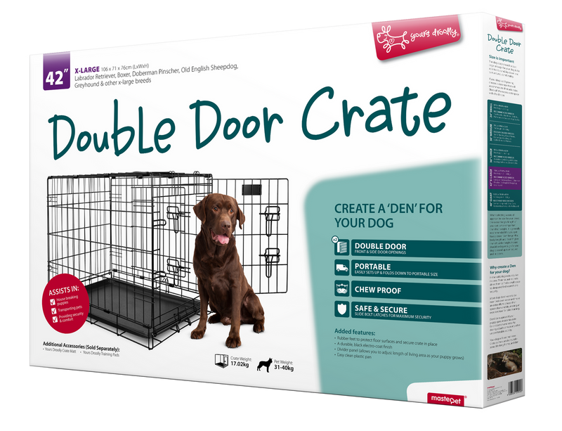 Yours Droolly Double Door XLarge Dog Crate 42 inch , Pet Essentials Warehouse, Pet City