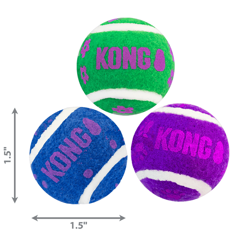 Kong Active Tennis Balls With Bells Cat Toy, kong plush cat sponge ball, pet essentials warehouse