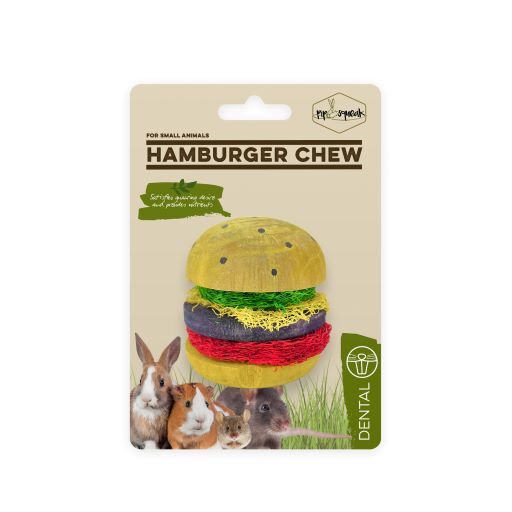 Pipsqueak Loofah Hamburger Chew, Small Pet Chew Toy, Pet Essentials Warehouse