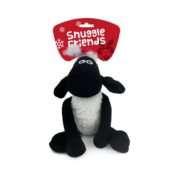 Snuggle Friends Christmas Plush Sheep with Santa Hat Dog Toy, Shaun Sheep Christmas Toy, Pet essentials warehouse
