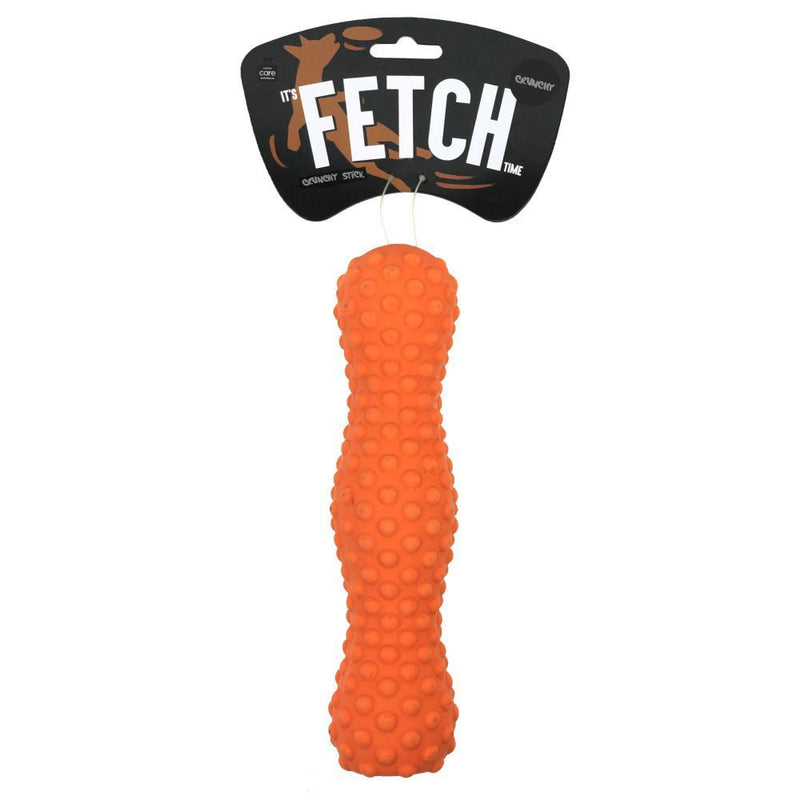 Fetch Crunchy Latex Stick Small Orange 17cm Dog Toy, Orange latex crunch dog toy, pet essentials warehouse