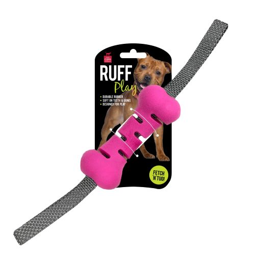 Ruff Play Fetch And Tug Bone Pink, Dog toy interactive play, Ruff play dog toys, Fetch and tug dog toy, Pet Essentials Warehouse