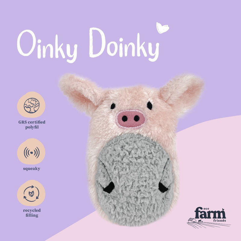 ping pig dog toy, Eco Farm Friends Oinky Doinky pig, pet essentials warehouse