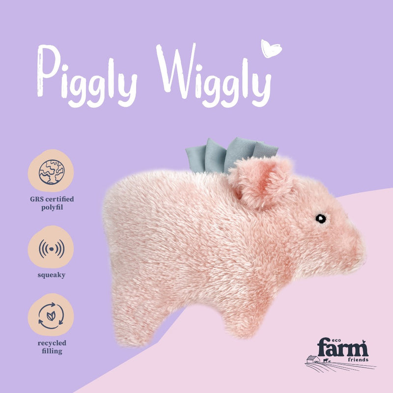 Eco Farm Friends Piggly Wiggly recycled GRS certified dog toy, pet essentials warehouse