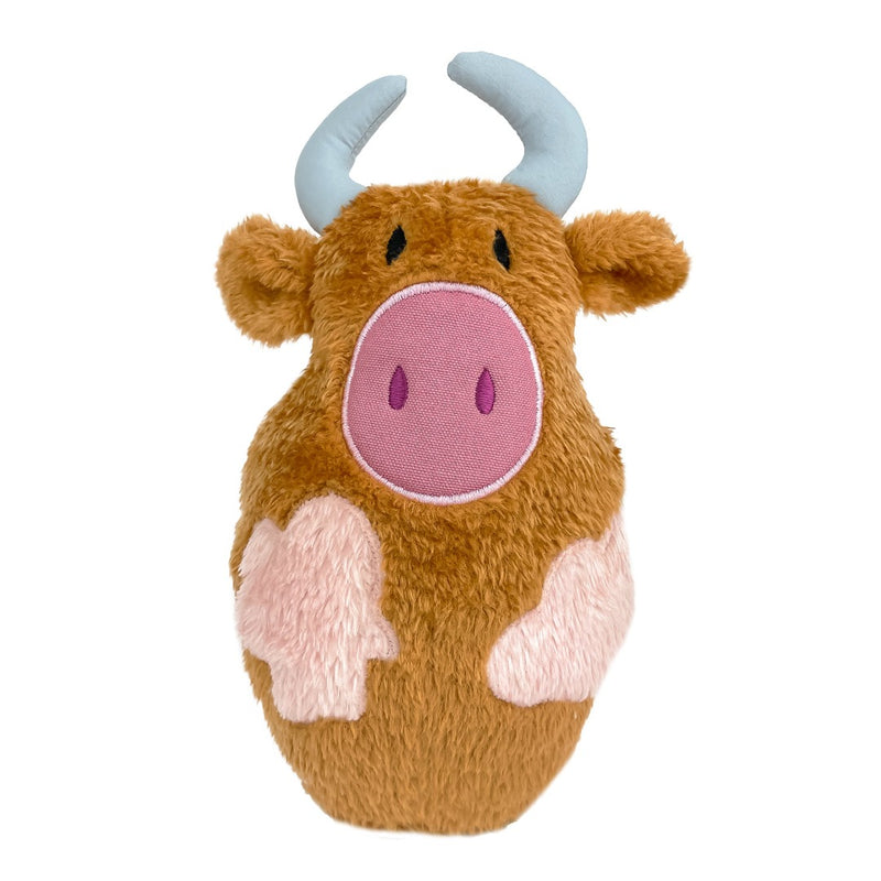 Eco Farm Friends Murray Moo brown cow recycled dog toy, pet essentials warehouse