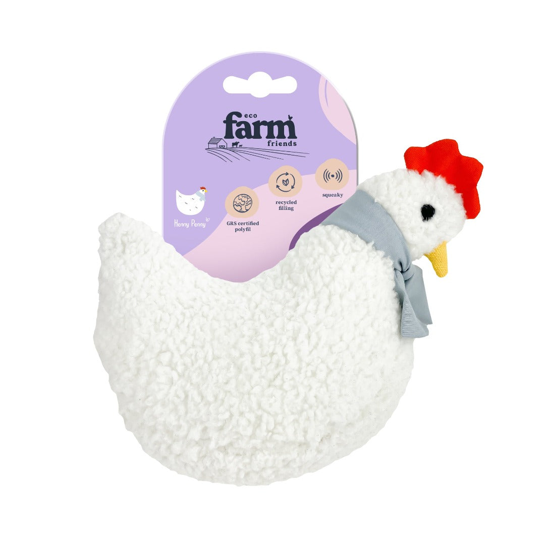 Eco Farm Friends Henny Penny Dog Toy, recycled dog toy, pet essentials warehouse