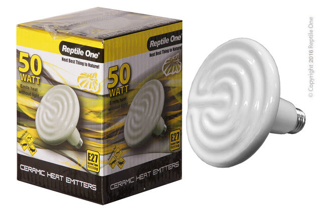 Reptile One Heat Lamp Ceramic 50Watt, E27 reptile lamp, Pet Essentials Warehouse