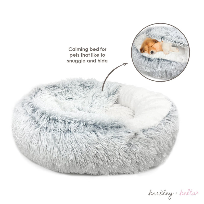 Calming Bed Barkley & Bella Dog Bed Bliss Dreampod Dog Bed, Pomeranian dog sleeping in a calming dog bed 