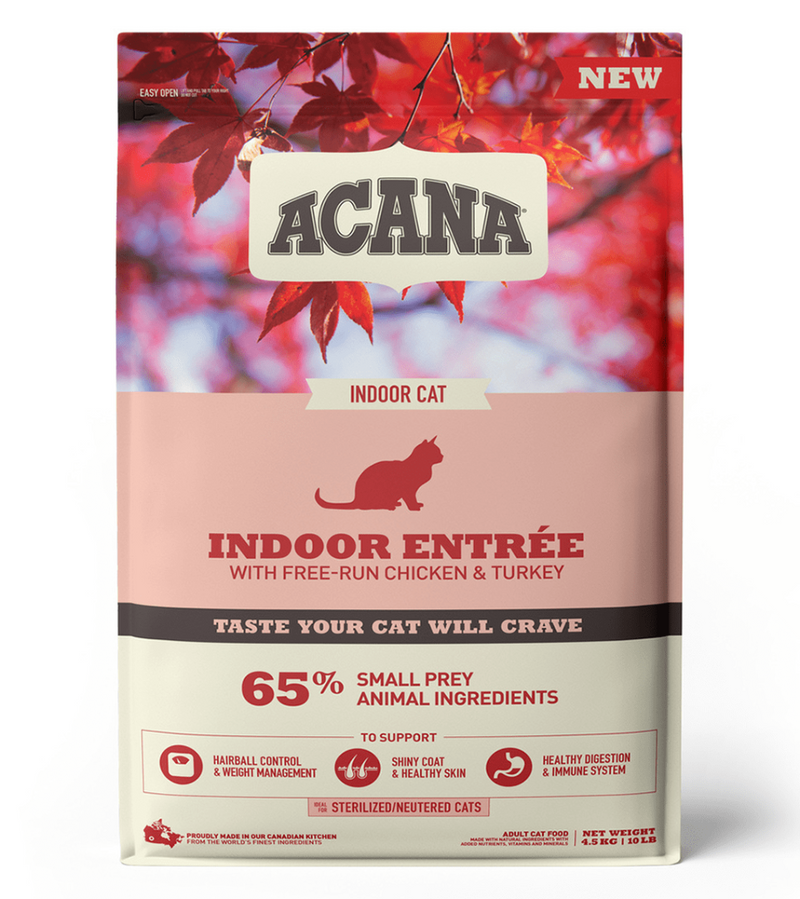 Acana Indoor Entree Dry Cat Food 4.5kg bag, pet essentials warehouse, acana adult indoor cat food