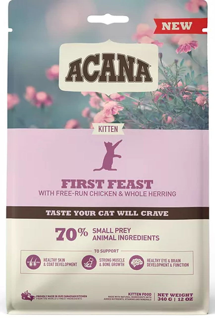 Acana First Feast Dry Kitten Food 340g bag, pet essentials warehouse