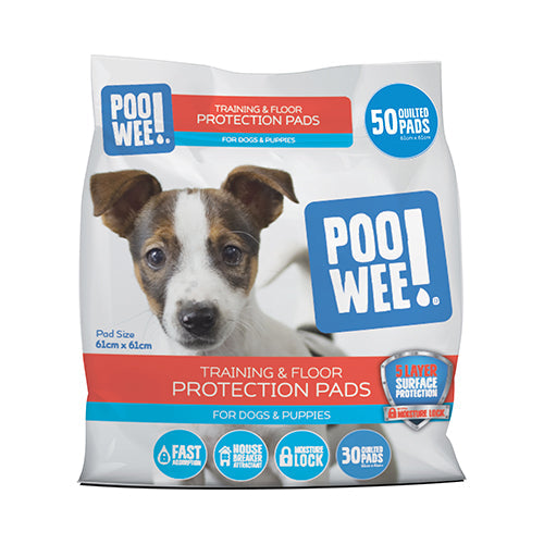 PooWee Training Pads 50 Pack, Training pads for puppies, Floor protection for puppies, 50 pack of puppy pads, Pet Essentials Warehouse