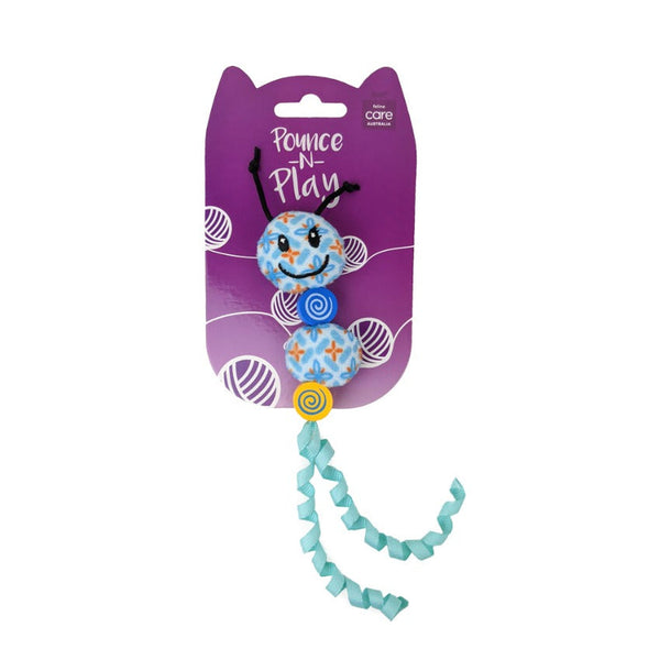 Pounce N Play Worm Blue, cat toy, Kitten worm toy, cat and kitten toys, Pet Essentials Warehouse