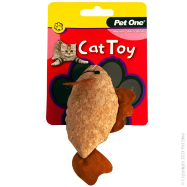 Pet One Plush Cork Fish Cat Toy, Cat Toy Plush, Plush Toys for cats, Cat Toys, Pet Essentials Warehouse