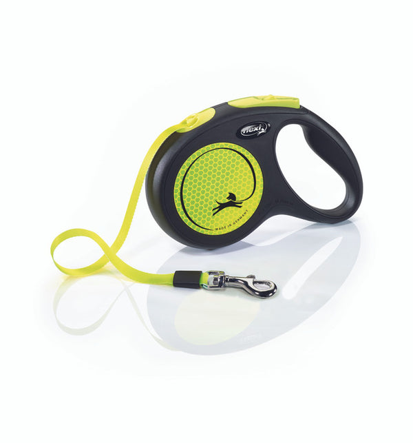Flexi New Neon Retractable Tape Lead Yellow, Flexi retractable tape lead yellow, pet essentials warehouse