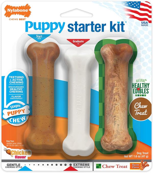 Nylabone Puppy Starter Kit Dog Toy, Puppy chew toy, Pet Essentials Warehouse