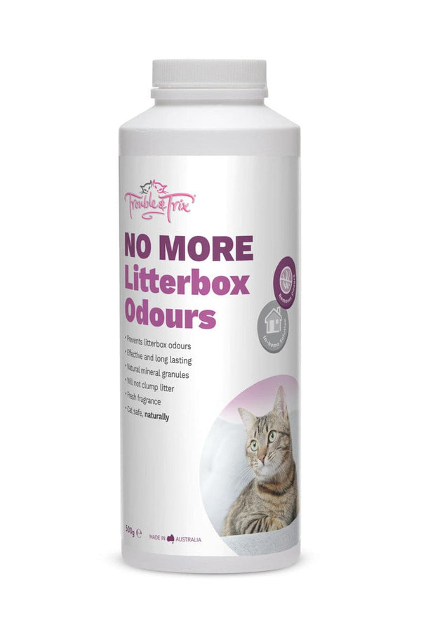 Trouble & Trix No More Litterbox Odours Powder 500g bottle, Pet Essentials Warehouse, pet city