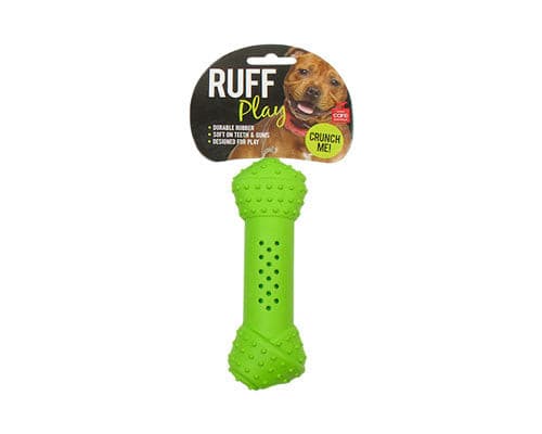 Ruff Play Crunchy Knot Bone green medium, crunchy puppy toy, pet essentials warehouse, pet city