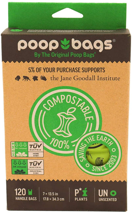 The Original Poop Bags Tie Handle Compostable Poop Bags, Compostable dog bags, poop bags with handles, Pet Essentials Warehouse