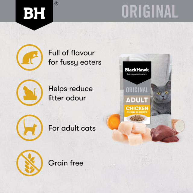 Black Hawk Original Adult Chicken in Gravy Wet Cat Food, wet food for cats, chicken cat food, Pet Essentials Warehouse