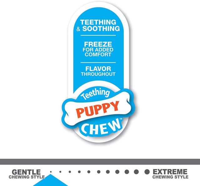 Nylabone Puppy Chill & Chew Freezer Bone Gentle chewing style poster