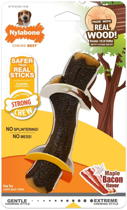 Nylabone Strong Chew Wood Stick Dog Toy, real wood dog toy, long lasting, Pet Essentials Warehouse