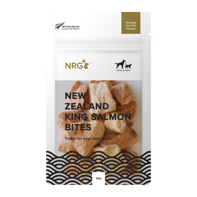 NRG Freeze Dried Bites NZ King Salmon Bites, Cat and Dog Treats, NewZealand made treats, Salmon bites, Pet Essentials Warehouse