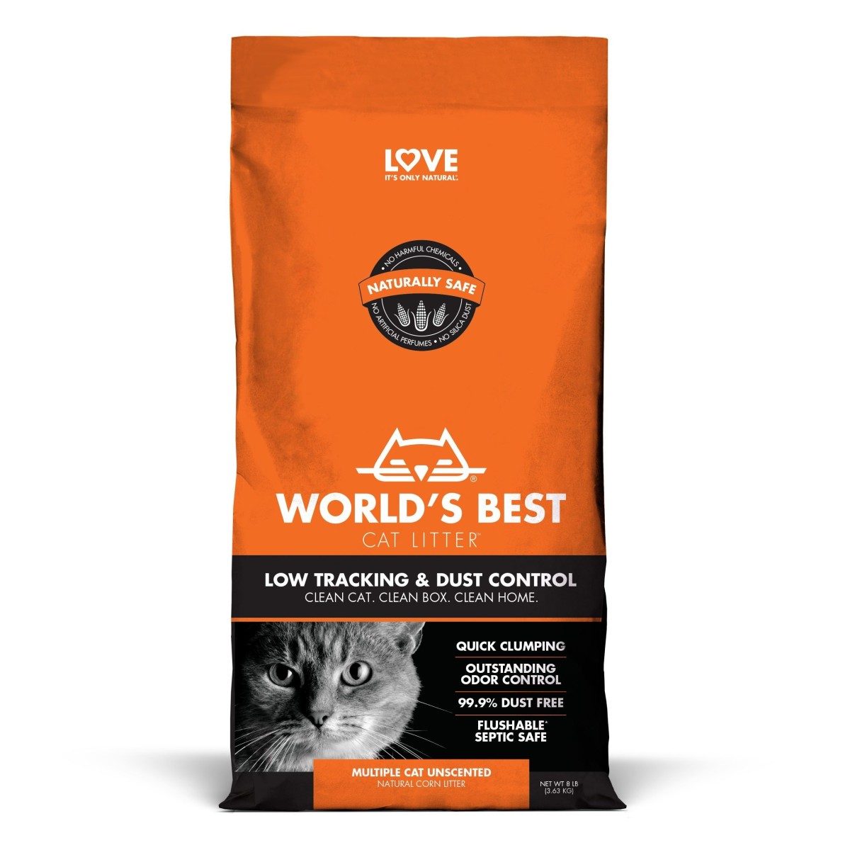 World's Best Cat Litter Low Tracking & Dust Control 3.63kg bag, pet essentials warehouse