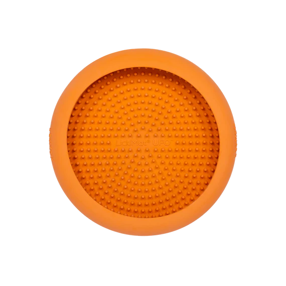 Lickimat UFO orange no packaging, slow feeding bowls, Pet Essentials Warehouse, Pet City