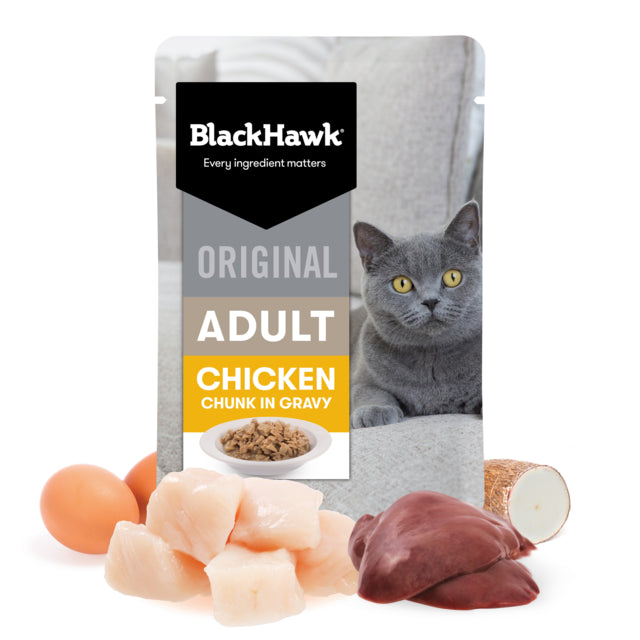 Black Hawk Original Adult Chicken in Gravy Wet Cat Food, wet food for cats, chicken cat food, Pet Essentials Warehouse