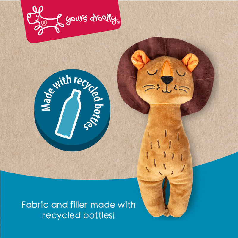 Yours Droolly Recyclies Lion Dog Toy, recycled dog toys nz, pet essentials warehouse