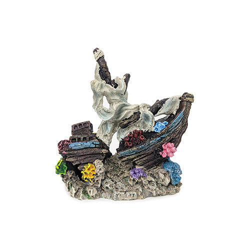Aqua Care Ornament Sunken Ship with Mast, Aquarium Ornament, Pet Essentials Warehouse