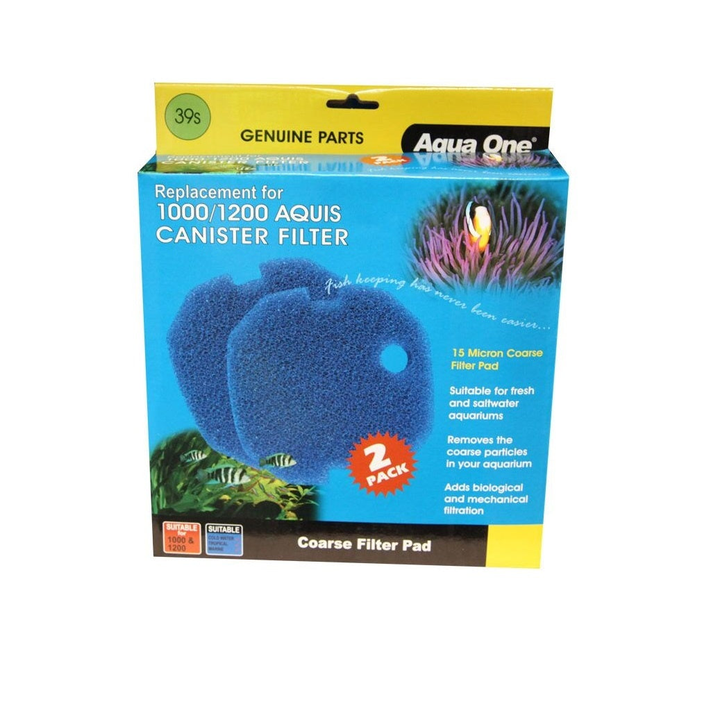 Aqua One Blue Filter Sponge Aquis 1000/1200 2 Pack (39S), Fish Filters, Pet Essentials Warehouse