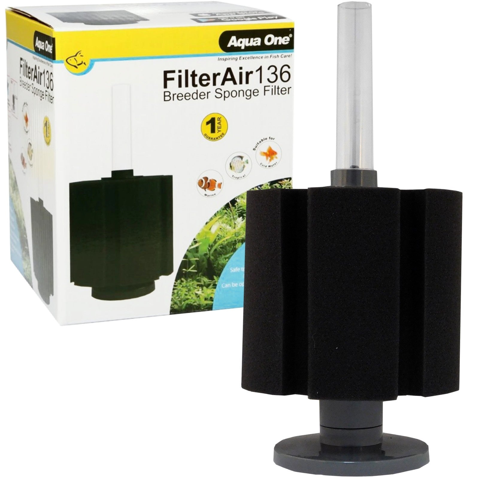 Aqua One FilterAir Aquarium Sponge Air Filter FilterAir 136, Pet Essentials Warehouse, Pet City, Breeders Sponge Filter