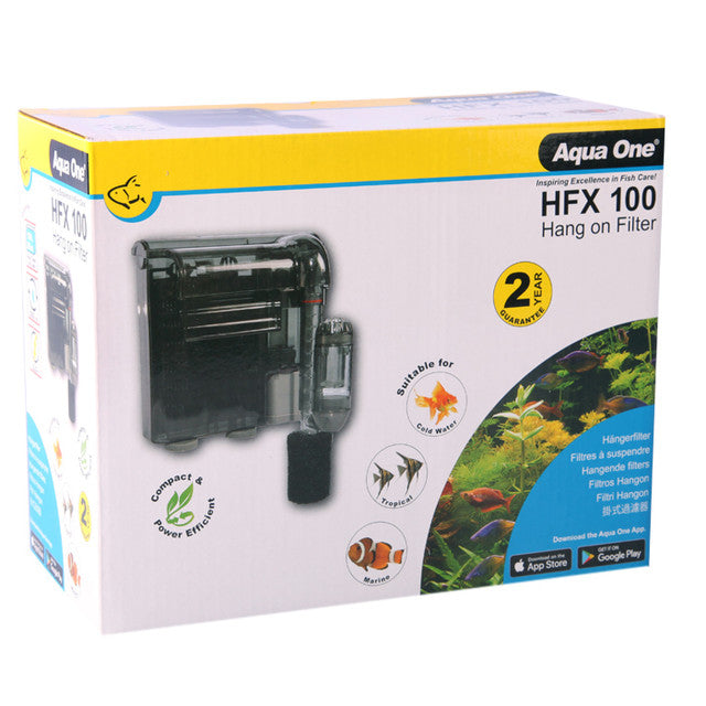 Aqua One HFX 100 Hang On Filter 350L/HR box, pet essentials warehouse