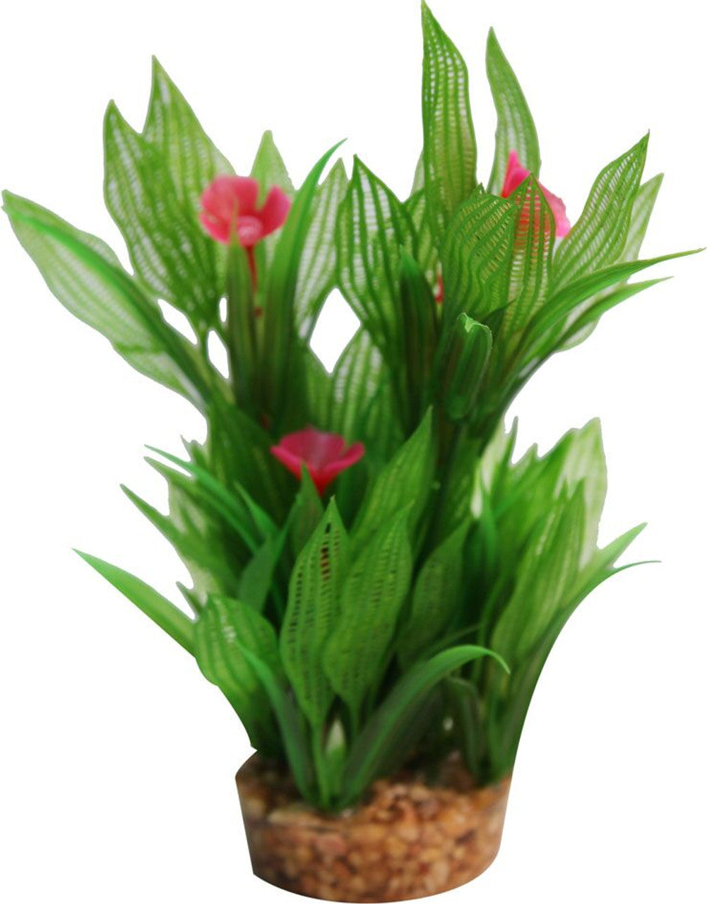Aqua One Madagascar Lace With Gravel Base Plastic Plant with pink flowers, pet essentials warehouse