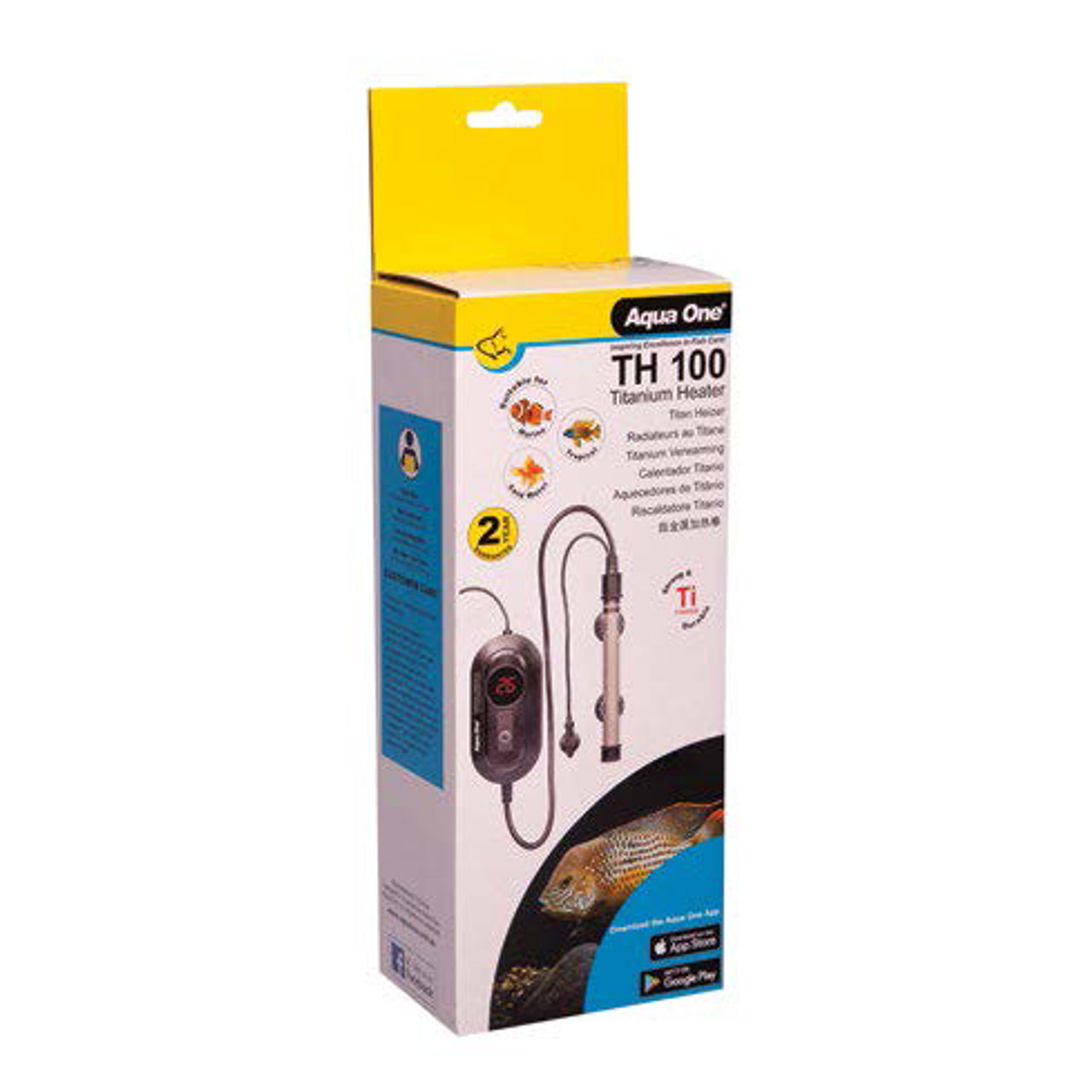 Aqua One TH 100 TITANIUM HEATER 100W__55043, Heater with external control, pet essentials warehouse