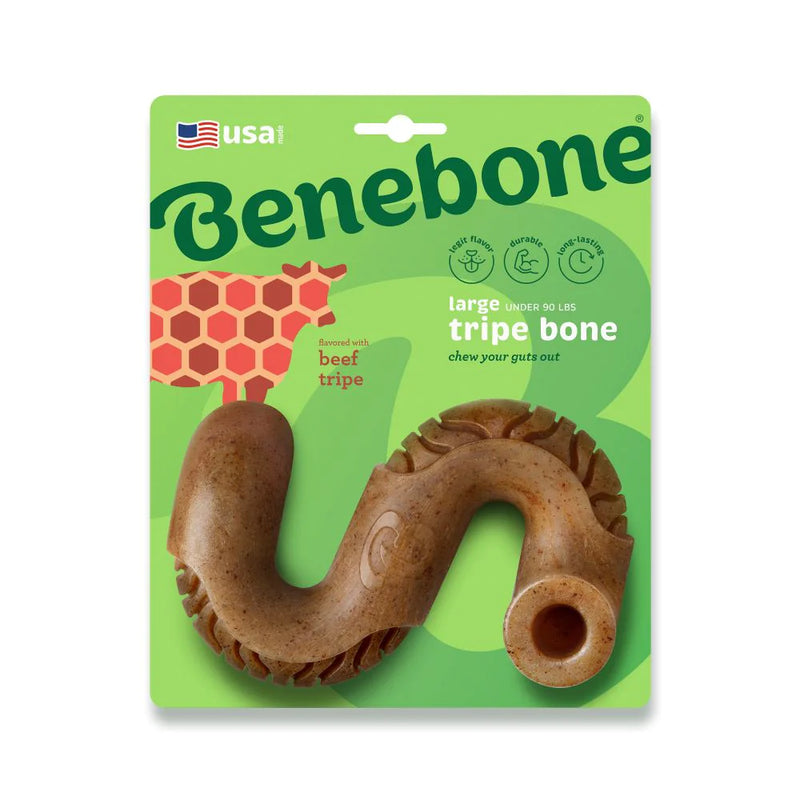 Benebone Tripe Beef Bone Dog Toy Large, Pet Essentials Warehouse