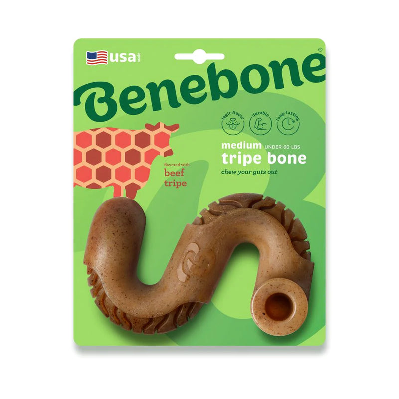 Benebone Tripe Beef Bone Dog Toy Medium, Pet Essentials Warehouse