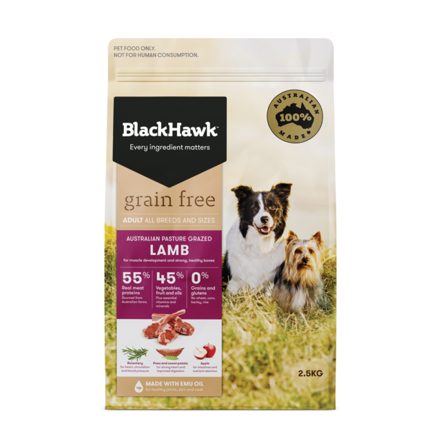 Black Hawk Grain Free Adult Lamb Dry Dog Food 2.5kg, Pet Essentials Warehouse