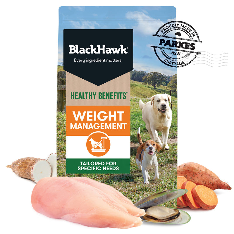 Black Hawk Healthy Benefits Weight Management Dry Dog Food 10kg, black hawk diet food with chicken, pet essentials warehouse