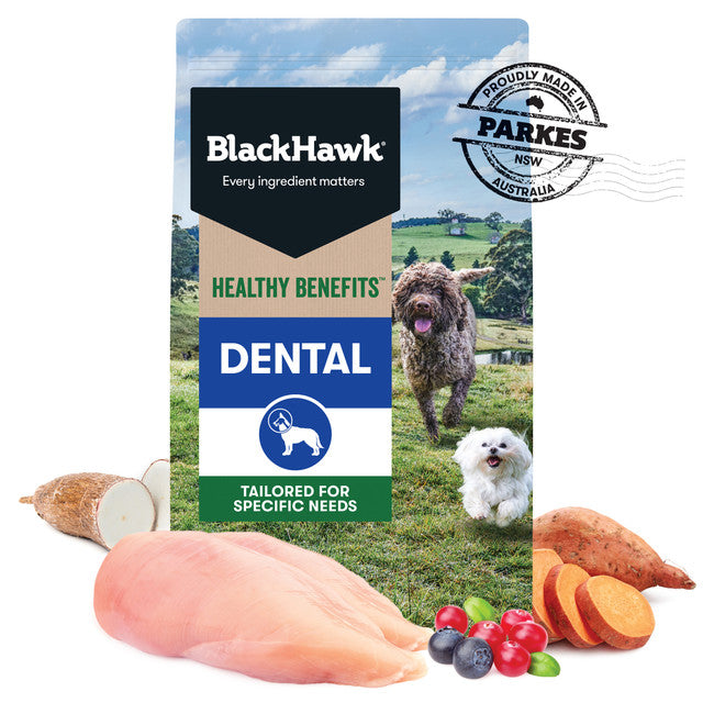 Black Hawk Healthy Benefits Dental with chicken & berries, pet essentials warehouse