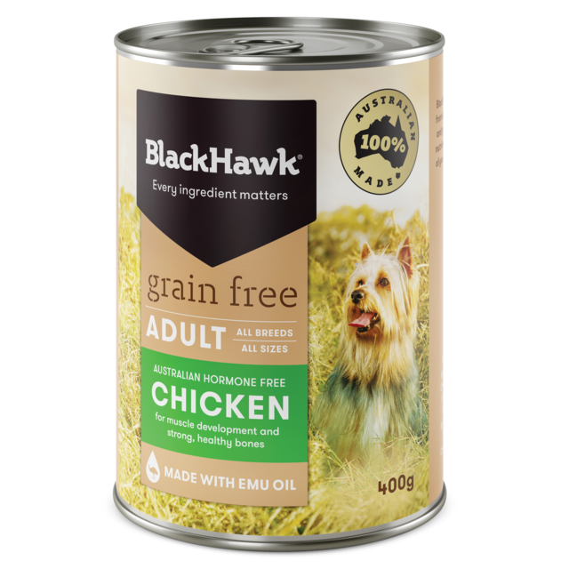 Black Hawk Grain Free Adult Chicken Canned Wet Dog Food 400g can, pet essentials warehouse