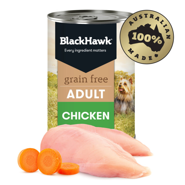 Black Hawk Grain Free Adult Chicken Canned Wet Dog Food with chicken breast, pet essentials warehouse