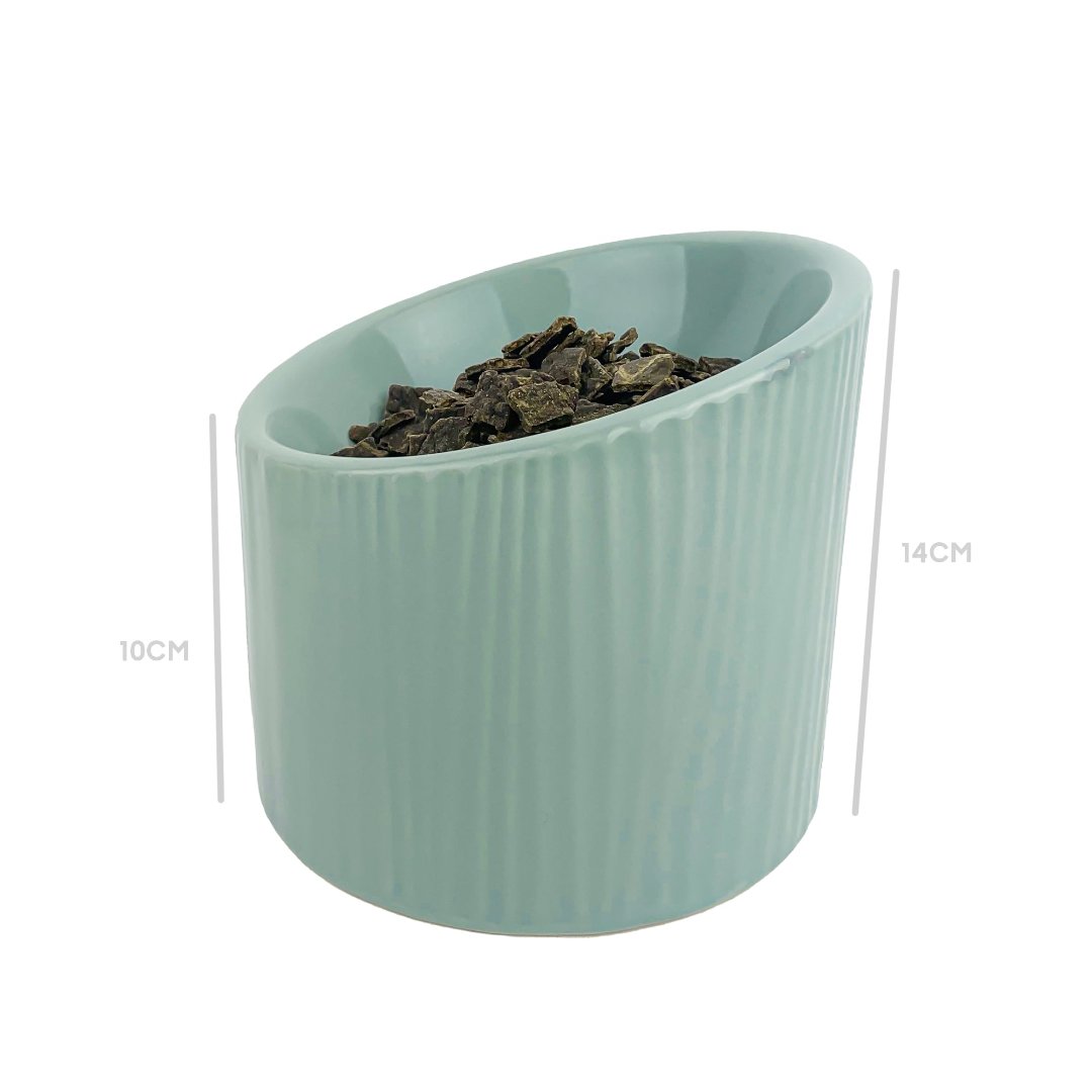 Barkley & Bella Raised Bowl Eucalyptus dimension, pet essentials warehouse