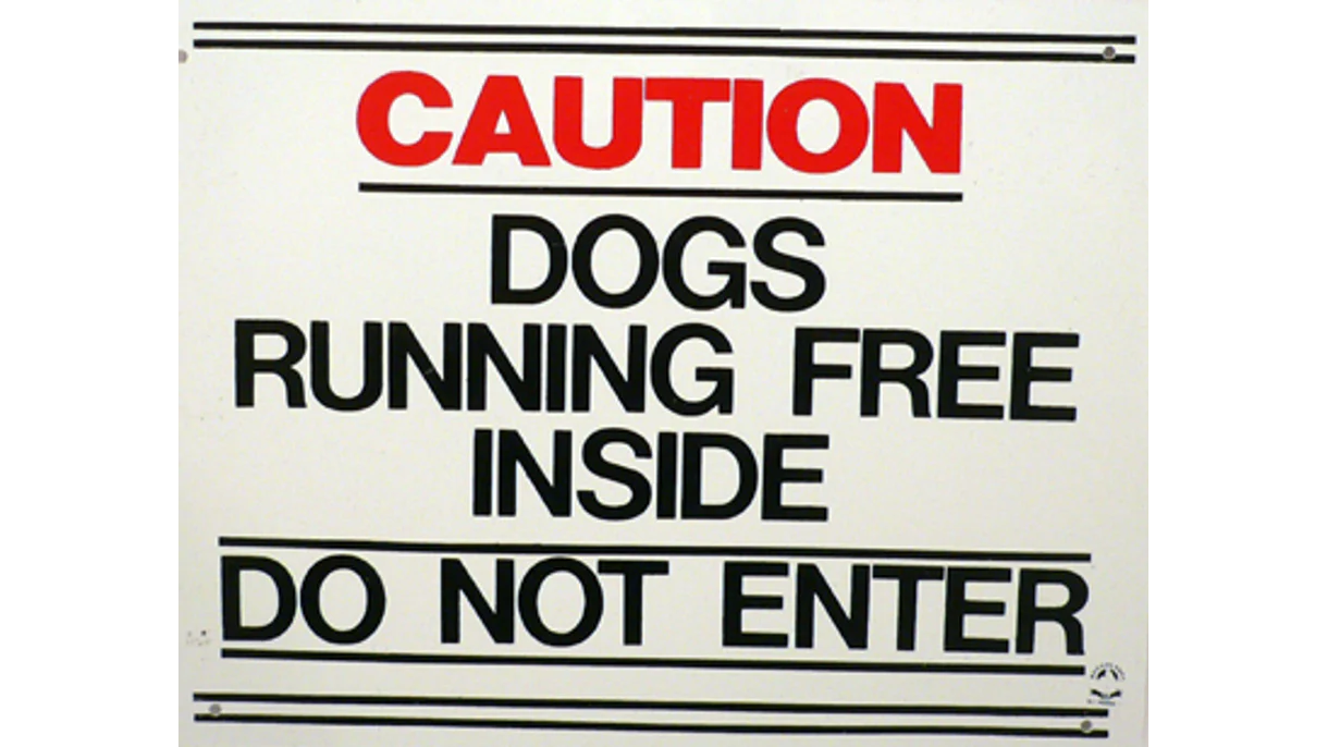 CAUTION DOGS RUNNING FREE INSIDE DO NOT ENTER, Sign for pets, Pet Signs, pet Essentials Warehouse