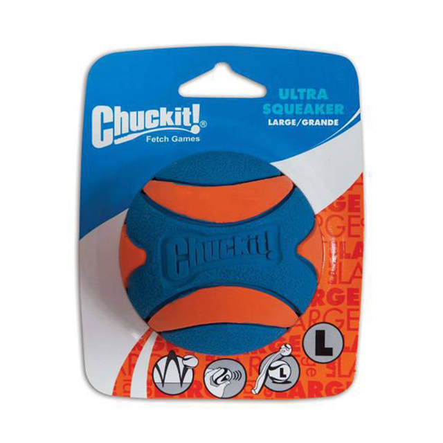 Chuckit! Ultra Squeaker Ball Large Single Pack Dog Toy, Pet Essentials Warehouse