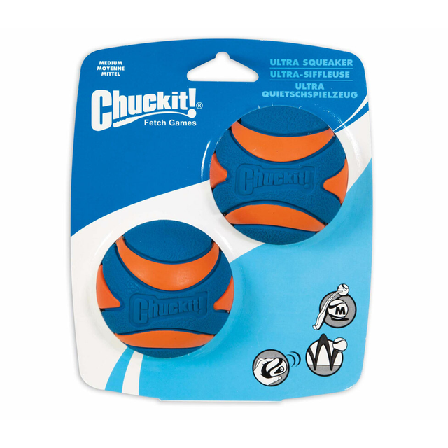 Chuckit! Ultra Squeaker Ball Medium Twin PAck Dog Toy, Pet Essentials Warehouse