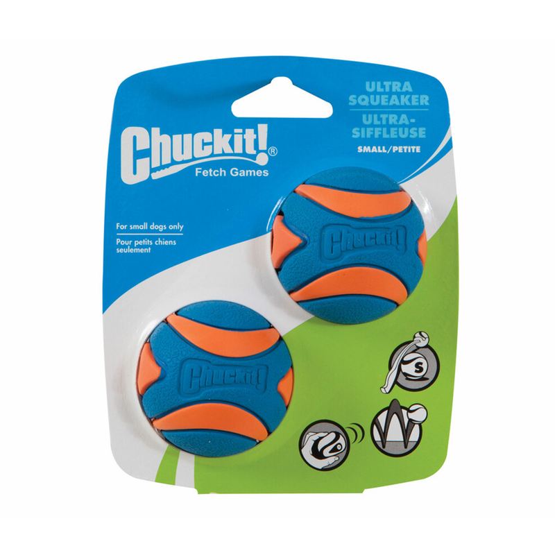 Chuckit! Ultra Squeaker Ball Small Twin Pack Dog Toy, Pet Essentials Warehouse